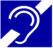 Ikona przedstawia ucho przekreślone białą linnią