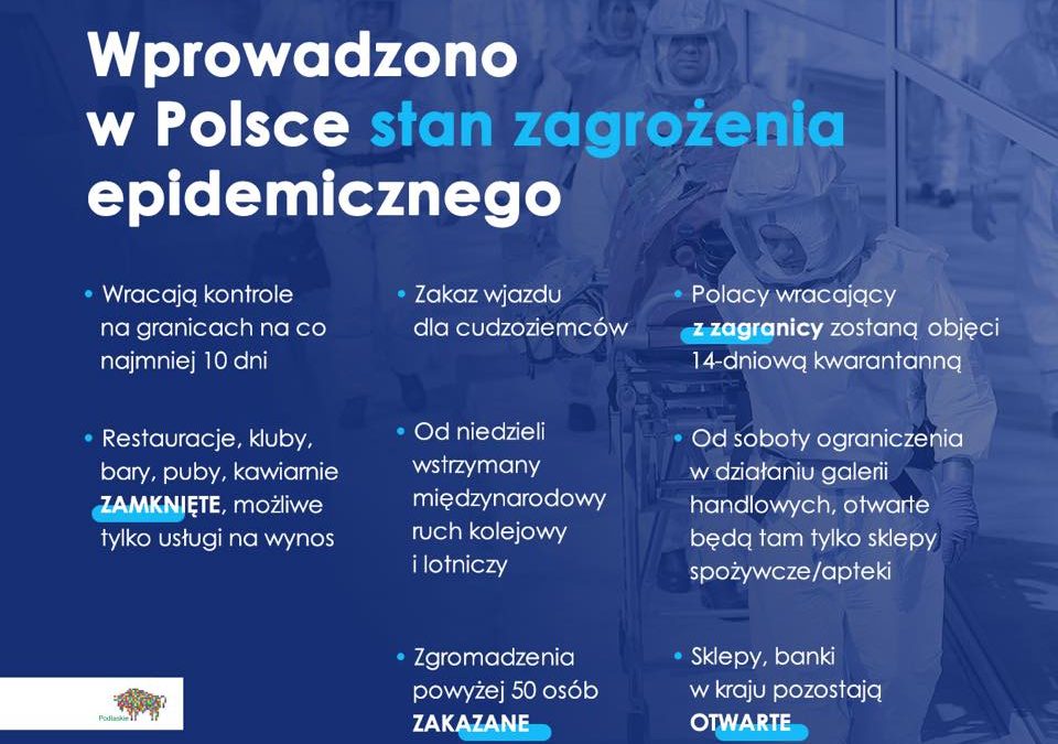 ❗️Oficjalnie na terenie naszego kraju wprowadzono stan zagrożenia epidemicznego.