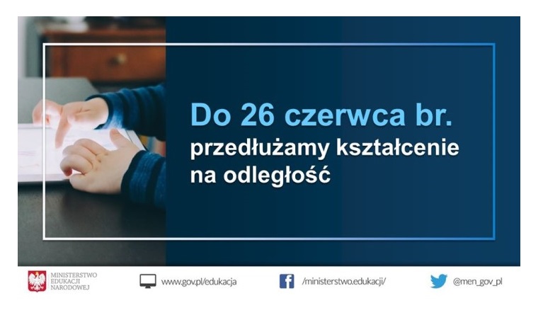 Zdalne nauczanie w szkołach przedłużone do 26 czerwca