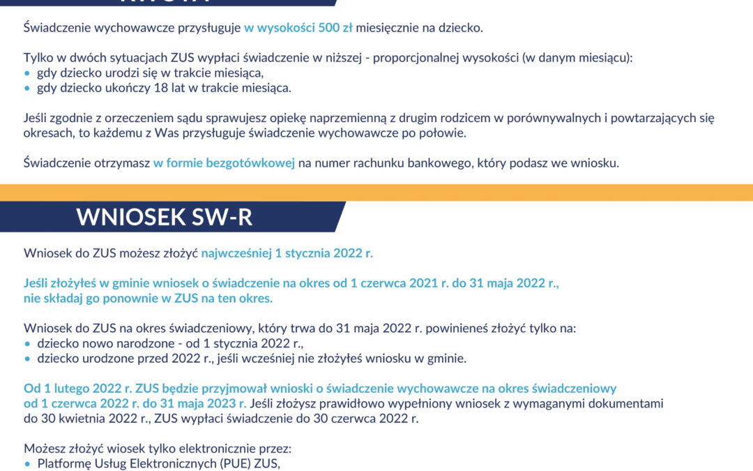 Świadczenie wychowawcze 500+ od 2022 roku