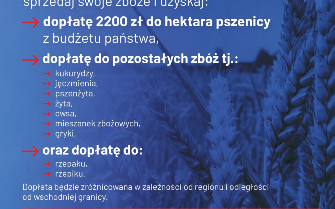 Ogłoszenie dla rolników dot. sprzedaży zbóż