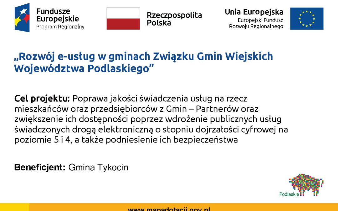 Projekt „Rozwój e-usług w gminach Związku Gmin Wiejskich Województwa Podlaskiego„