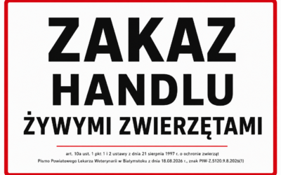 Informacja o zakazie sprzedaży zwierząt na targowisku gminnym w Tykocinie
