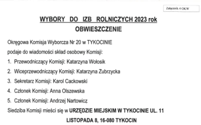 WYBORY   DO   IZB   ROLNICZYCH 2023 ROK-  OBWIESZCZENIE