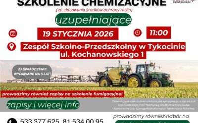 Szkolenie dla rolników w zakresie STOSOWANIA ŚRODKÓW OCHRONY ROŚLIN (szkolenia chemizacyjne)
